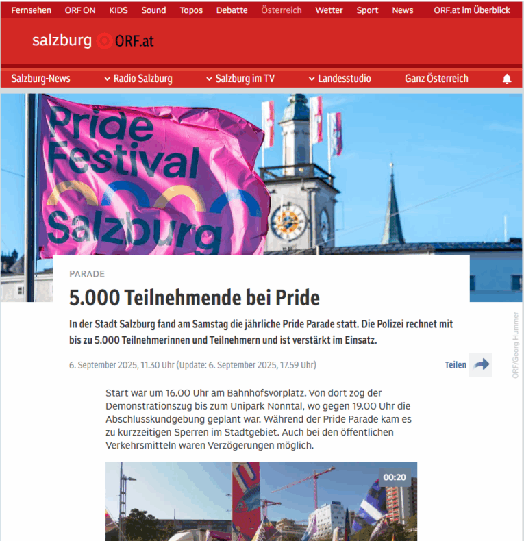 Presse-2025-Salzburg ORF - 06 September - 5000 Teilnehmende bei Pride